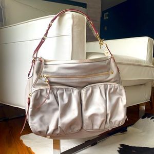 ❤️MZ Wallace Olivia Bag Steel Gray/Platinum/GOLD Hobo w/ Purple satin inside👜